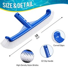 18 Inch Pool Brush Head Curved Ends Pool Broom Scrub Brush for Walls Bathtubs