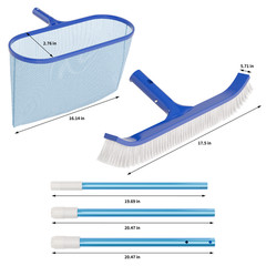 Portable 3 Piece Swimming Pool Cleaning Maintenance Kit with Net, Brush,Tube