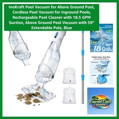 Cordless, Rechargeable Pool Vacuum Cleaner – 18.5 GPM Suction, Extended