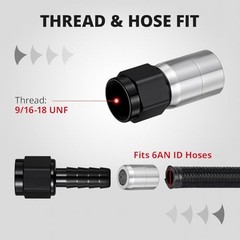Crimp Swivel Hose End Fitting for CPE Braided Hose 6AN Straight