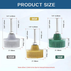 3Pcs Bristle Disc 2 Inch Gasket Remover Wheel Tool – 50#, 80#, 120# Size,