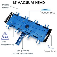 Heavy Duty Pool Vacuum Head with Wheels & Aluminum Handle – Effortless Cleaning