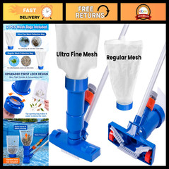 Portable Pool Spa Jet Vacuum Cleaner with 56&Prime; Pole, 2 Filter Bags, Brushes for P