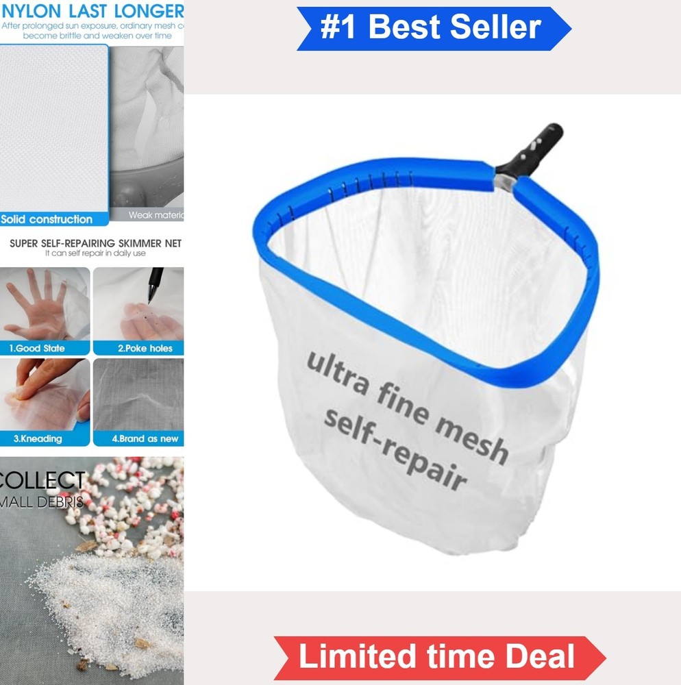 17.5 Inch Ultra Fine Mesh Pool Skimmer Net Rake for Sand Silt Pollen Debris