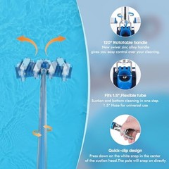 Pool Vacuum Head, Manual Cleaning Vacuum with Wheels 14 » Heavy Duty Handle