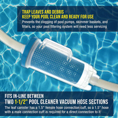 Pool Leaf Catcher – Heavy Duty Inline Pool Leaf Canister, Vacuum for Inground Cl