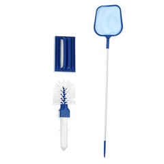 1 Set Pool Skimmer Kit Durable Plastic Blue with Removable Pole for Outdoors