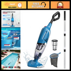 Cordless Pool Vacuum with Net, 80 Min Runtime, 18.5 GPM Suction, Telescopic Pole