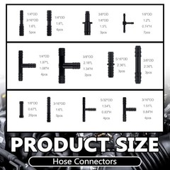 5Ft Vacuum Hose Automotive Set – 6 Sizes 3/8&Prime;, 5/16&Prime;,1/4&Prime;,3/16&Prime;,5/32&Prime;,1/8&Prime; 94PCS