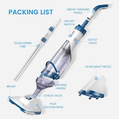 Wireless Pool Vacuum Cleaner, 18.5 GPM Suction