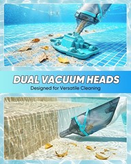 Saker Handheld Pool Vacuum Cordless 60 Min Runtime Telescopic