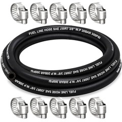 Fuel Line 3/8 Inch ID, Fuel Hose 10FT, J30R7 Fuel Line Hose NBR with 10 Clamps.