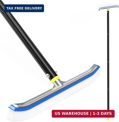Pool Brush with Pole, 18 inch Wide Nylon Bristles Brush with 4FT Heavy Duty Swim
