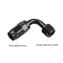 90 Degree Aluminum Swivel Hose End Fitting for Braided CPE Fuel 8AN 90Degree