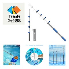 16FT Adjustable Pool Cleaning Pole – Lightweight Aluminum with Anti-Slip Grip