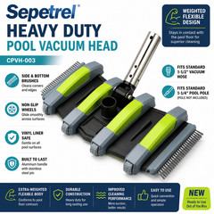 Sepetrel Weighted Flexible Pool Vacuum Head CPVH-003 w/ Wheels & Brushes New