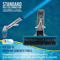 Inground Pool Brush Head – 5&Prime; Stainless Steel, Metal Wire Bristles, Calcium & Ru