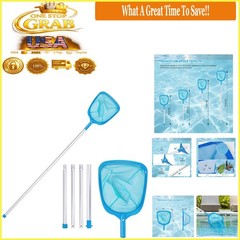 Adjustable Pool Skimmer with Fine Mesh, Aluminum Pole for Inground & Above-Gr…
