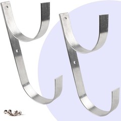 2 Pcs Set Wide Pool Pole Hangers Heavy Duty Silver Aluminium Holder W/ Screws