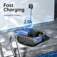 Cordless Robotic Pool Vacuum, Pool Cleaner with Track Drive & Sonar Navigation,