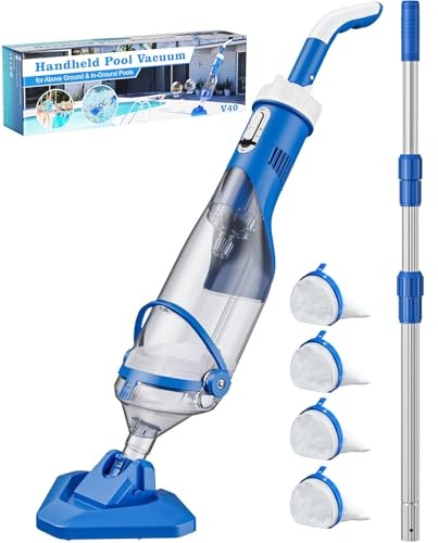 Cordless Pool Vacuum with Telescopic Pole, 18.5 GPM Po