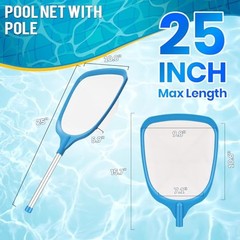 Tavaleu Pool Skimmer Net, Deep Pool Leaf Net with Reinforced Net – Sky Color