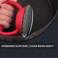 Cast Iron Cleaner Scrubber with Heavy Duty Handle, 3mm Welded 1 pieces Red
