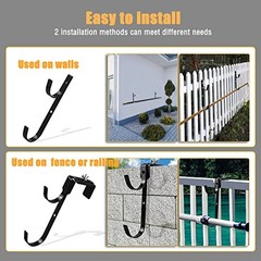 AdjustableHooks Pool Poles Hanger, Fence Hooks Hang Pool Two Sets of Black