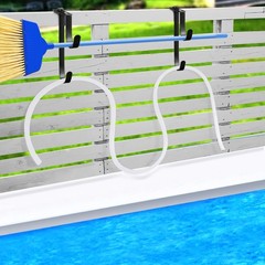 Adjustable Double Pool Fence Hooks – Rustproof Pole Hanger for Pool Equipment