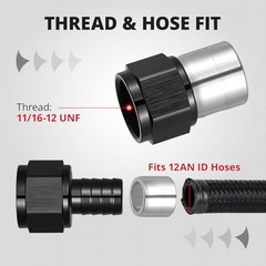 Crimp Swivel Hose End Fitting for CPE Braided Hose 12AN Straight