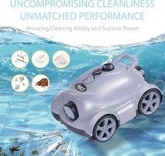 Hinice Cordless Robotic Pool Cleaner Automatic Vacuum 150 Min 2200 Sq.Ft. Gray