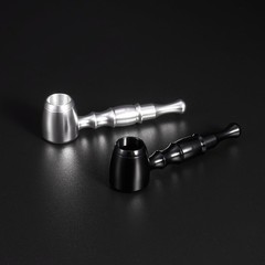 2-Pack Aluminum Alloy Tobacco Pipe Set, 10cm Portable Smoking Black&Silver