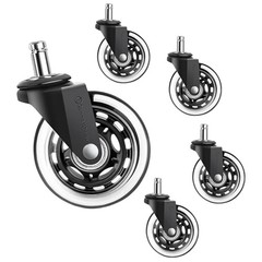 Premium Gamma Office Chair Wheels Black, Pack of 5, 7/16 x 7/8 Inch – Heavy