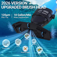 Pool Vacuum for above Ground Pool, 18GPM Powerful Suction/87” Extension Pole/60M