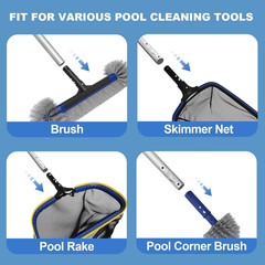 Poolvio 5-In-1 Pool Cleaning Kit – Includes Semi-Deep Skimmer Net, Aluminum Leaf