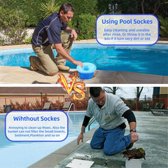 100 Pack Blue Pool Skimmer Socks Fine Mesh for Pool Cleaning