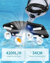 Foting Cordless Pool Vacuum For Above Ground Pool 19.5 Gpm All-Angle Headled