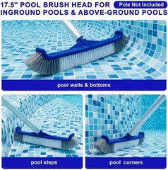 17.5&Prime; Pool Brush Head for Inground & Above-Ground Pools Wall & Floor Cleaning