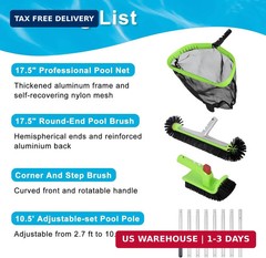 Sepetrel Deluxe Swimming Pool Cleaning Kit with 10.5&Prime; Aluminum Pole, Professiona