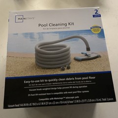 Mainstays Pool Vacuum Kit 2-Piece 25ft UV-Resistant Hose+Swivel Head 1.25&Prime;/1.5&Prime;