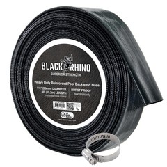 U.S. Pool Supply Black Rhino 1-1/2&Prime; x 50&prime; Pool Backwash Hose with Hose Clamp