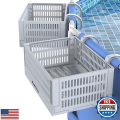 Poolside Storage Basket 2pcs, Foldable Above Ground Pool Storage Basket for P