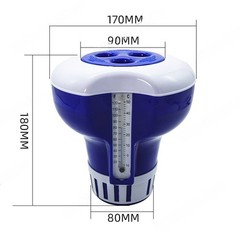 7 Inch Pool Floating Dispenser with UV Resistant PVC Thermometer and 3 Hole Lid