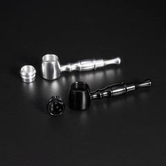 2-Pack Aluminum Alloy Tobacco Pipe Set, 10cm Portable Smoking Black&Silver