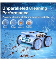 ZYERCH 2025 Upgrade Pool Vacuum Robotic Cleaner Wall Climbing Pool – Dark Blue