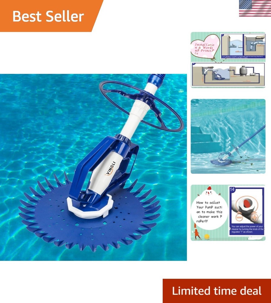 Navy Blue Automatic Pool Sweeper – Includes Durable 33FT Hoses for Easy Setup