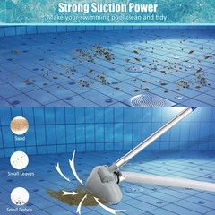 Handheld Pool Vacuum for Above-Ground Pools, Telescopic Pole & 13ft Hose, Cleane