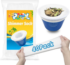 40-Pack Pool Skimmer Socks, Fine Mesh for Hair & Debris, Reusable & Durable