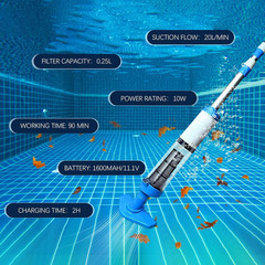 3 in 1 Cordless Rechargeable Swimming Pool Vacuum Head, Telescopic Pole Handheld