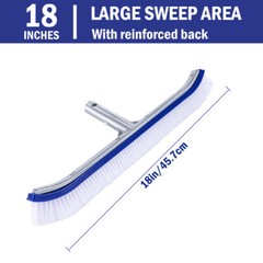 Pool Brush 17” Heavy Duty Pool Wall & Tile Brush with Nylon Bristles and EZ-Clip